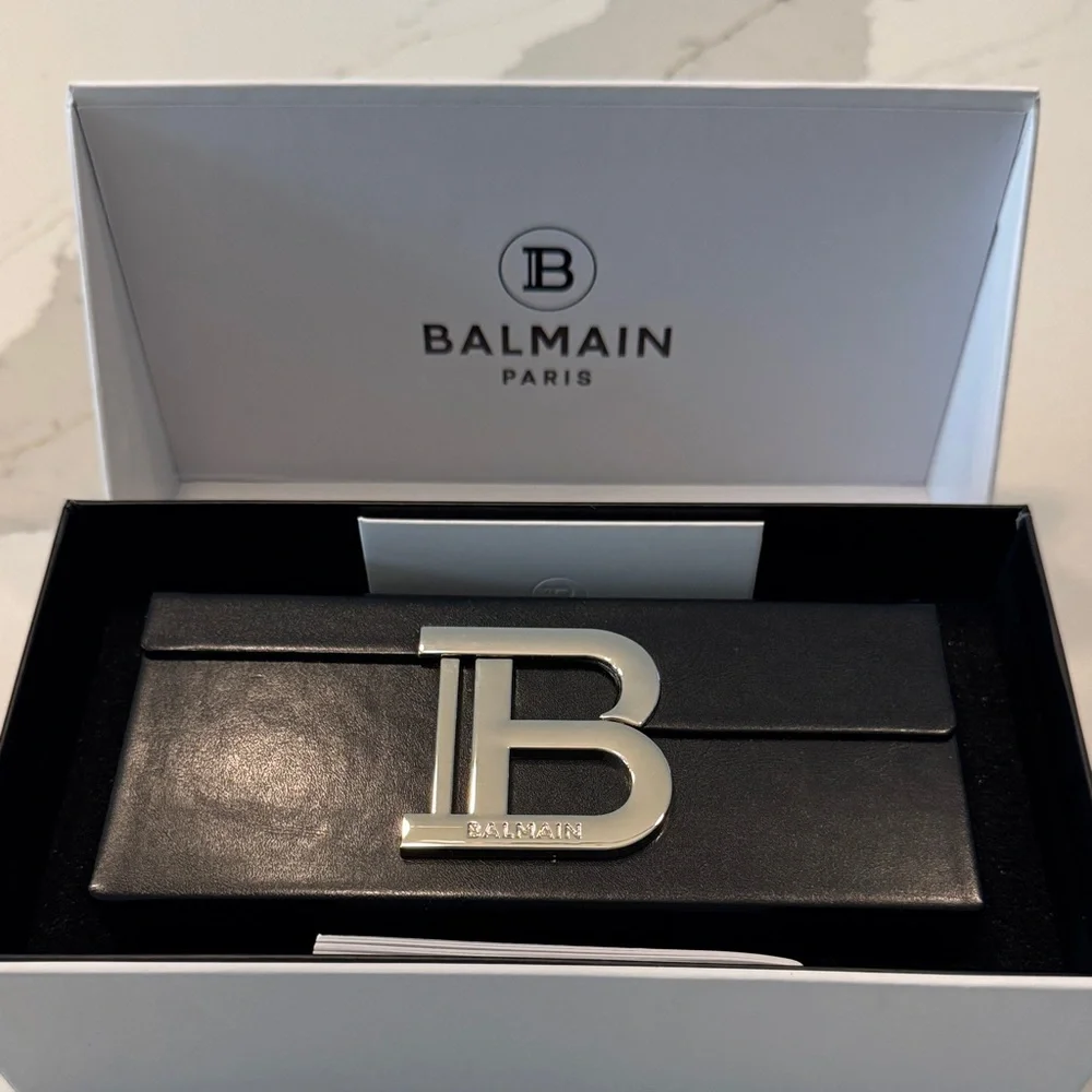 Balmain Black Sunglasses Case with Silver Logo